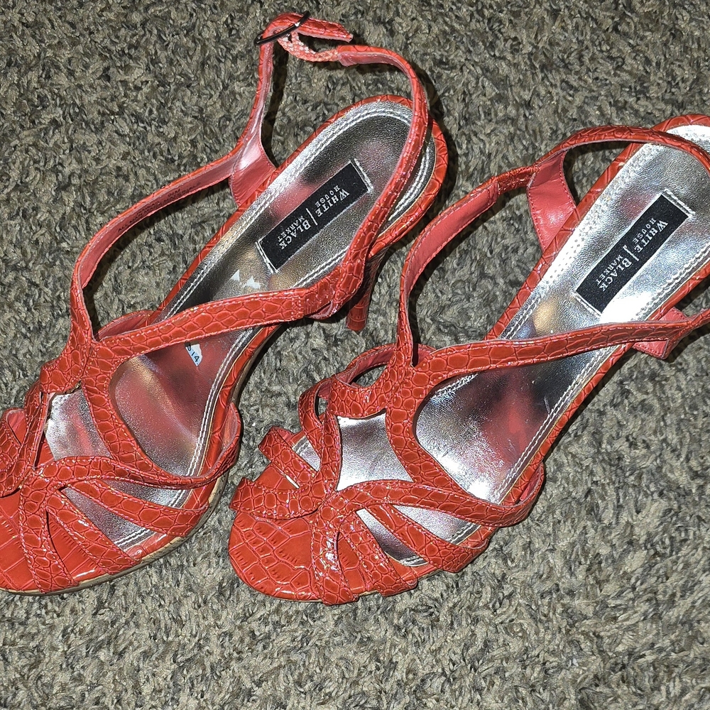 White House Black Market Red Strappy Sandals